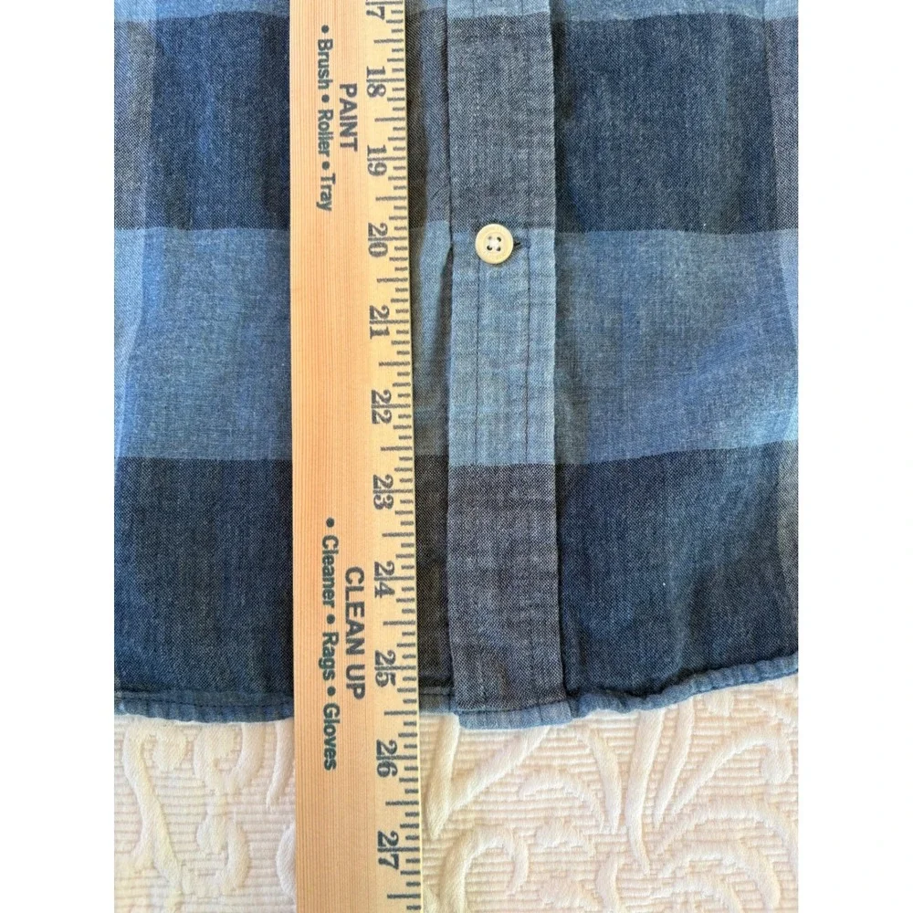 Banana Republic Mens Slim Fit, Medium, Blue Plaid Woven‎ Button Down Shirt